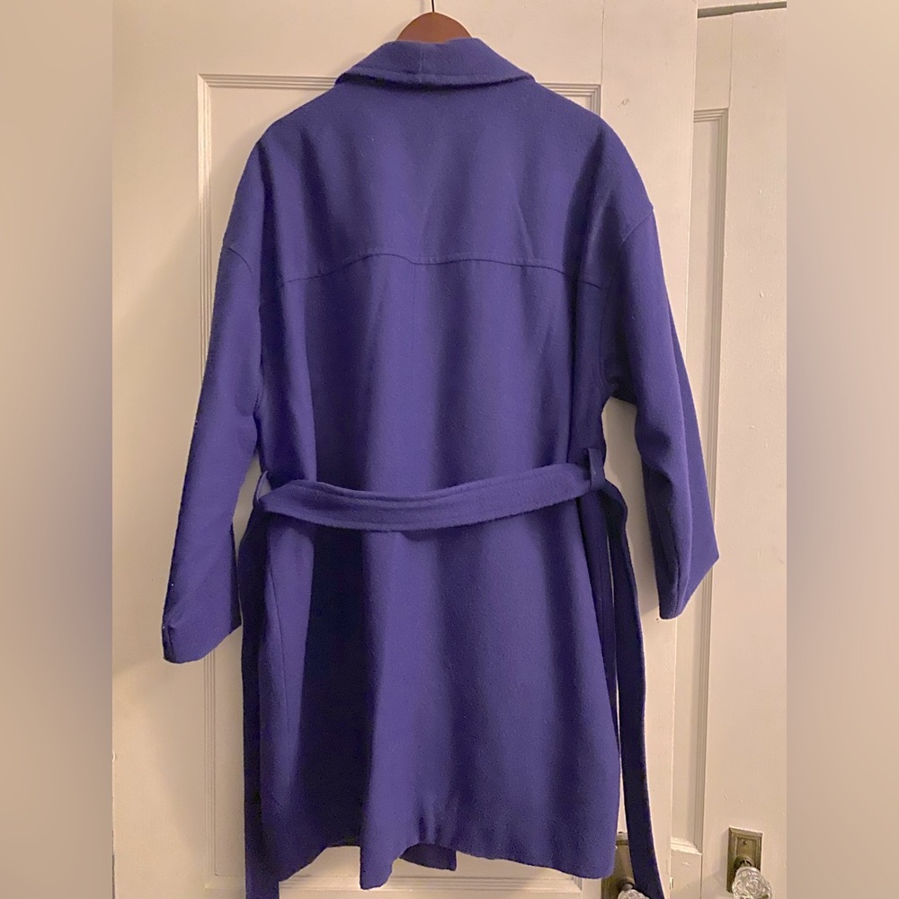 NARCISO RODRIGUEZ DESIGN NATION Women’s Cobalt Blue Wrap Wool Pea Coat - Picture 4 of 8